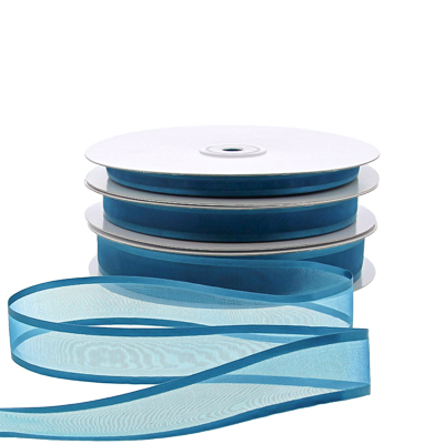 Organza satin edge M 10mm/50mtr cyan