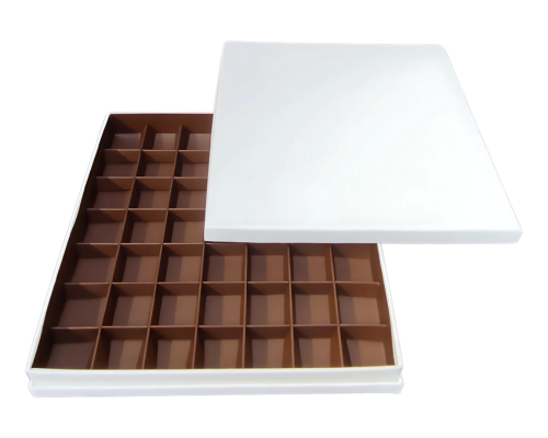 Portofino box L244xW244xH31mm + compartments white brown