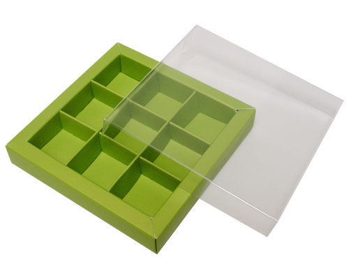 Windowbox 100x100x19mm 9 division kiwi green