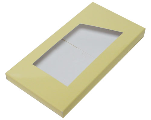 4-Flap Folding version Chocolate Bar Box with opening, creme laque