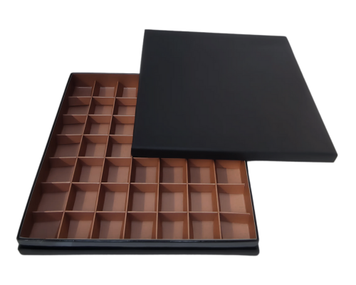 Portofino box L244xW244xH31mm + compartments black harvest gold