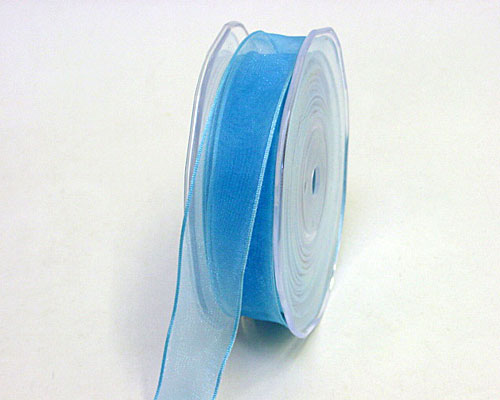 organza wired edge, sky blue
