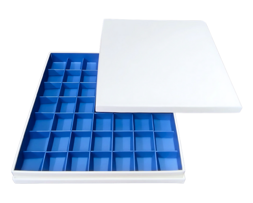Portofino box L244xW244xH31mm + compartments white ocean blue