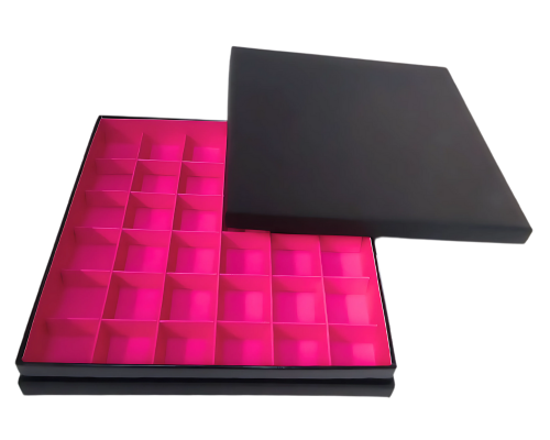 Portofino box L204xW204xH31mm + compartments black fuchsia