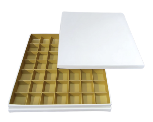 Portofino box L244xW244xH31mm + compartments white almond