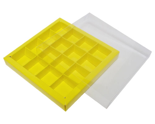 Windowbox 133x133x19mm 16 division jaune laqué