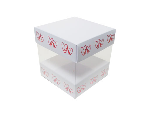 Skylinebox L100xW100xH100mm exterior Double hearts white/red