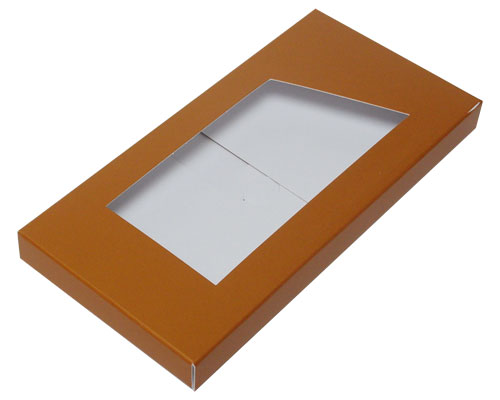 4-Flap Folding version Chocolate Bar Box with opening,  hazelnut
