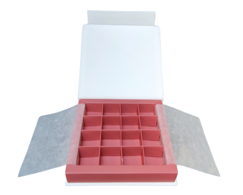 Flip flap box L151xW151xH29mm white antique pink