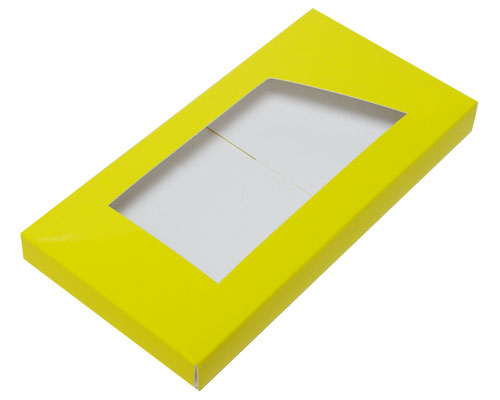 4-Flap Folding version Chocolate Bar Box with opening, jaune laque