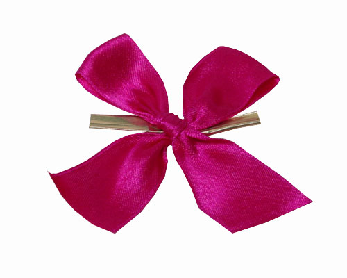 Bow ready made No 207 double face satin 25mm clipband 60mm fuchsia 