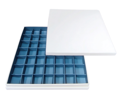 Portofino box L244xW244xH31mm + compartments white sea blue