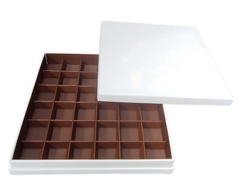 Portofino box L204xW204xH31mm + compartments white brown