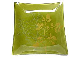 Plate glass square flower, orange green