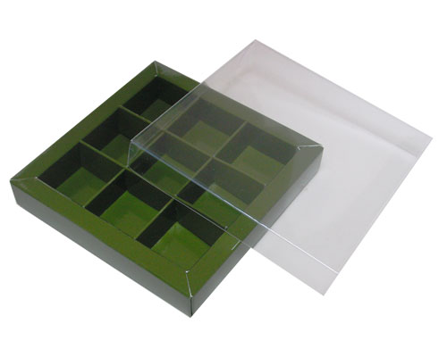 Windowbox 100x100x19mm 9 division vert forêt laqué 