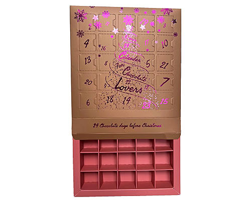 Adventscalender box  compartiment L35xW35xH30mm Harvest Gold - Antique Pink
