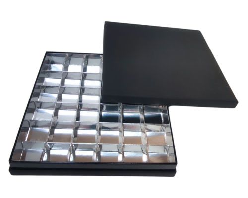 Portofino box L204xW204xH31mm + compartments black silvershine