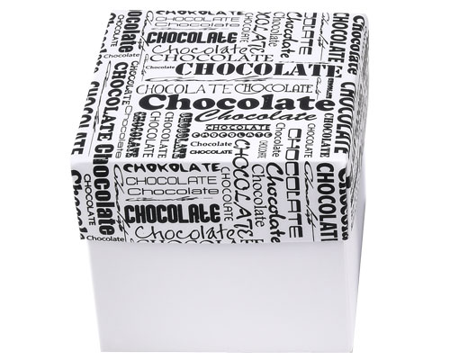 Cubebox 80x80x75mm chocolat white + printed lid white 