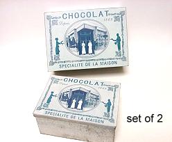 BoxMetal Rect. Chocolat Set of 2  GreyBlue