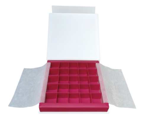 Flip flap box L188xW188xH29mm white dahlia