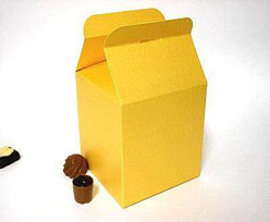 Cubebox handle small 75x75x75mm goldyellow with goldcarton