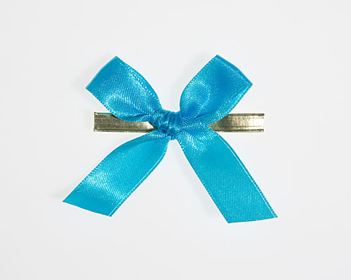 Bow ready made No 503 double face satin 15mm clipband 60mm turquoise