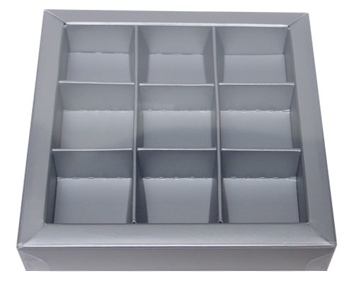 Windowbox 100x100x19mm 9 division silver