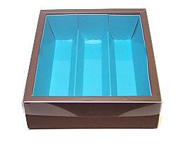 Macaron box 3 row brown blue Kreta