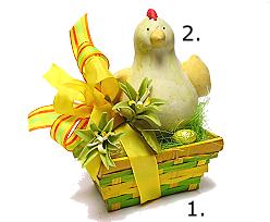 2. Chicken ceramic, green yellow orange red