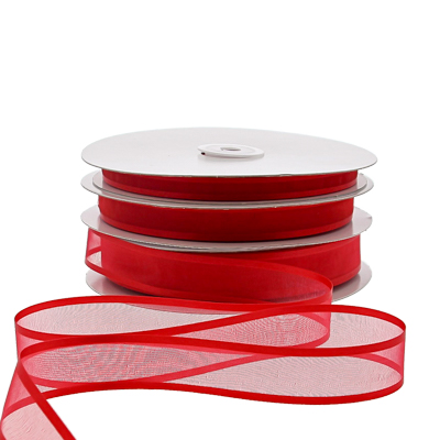 Organza satin edge M 10mm/50mtr red
