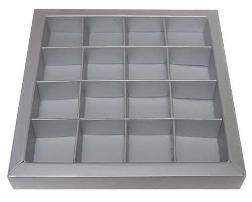 Windowbox 133x133x19mm 16 division silver