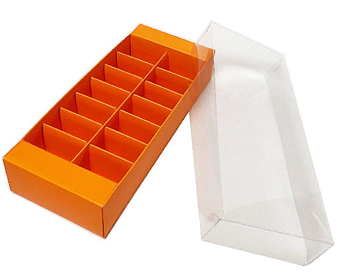 Macaron box 14 division apricot orange